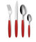 GLOUPIE Set 24 Posate Light Rosso Per 6 Persone in Acciaio Inox e Manico In ABS Made In Italy Lavabili In Lavastoviglie