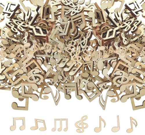 MytaYt 400 Stücke Hölzerne Musiknoten Deko Holz Mini Music Note Mixed Dekorative Unbearbeitete Holzscheiben Musiknote Verzierungen für DIY Handwerk, Konzerte, Scrapbooking, Musik Party, Hochzeit
