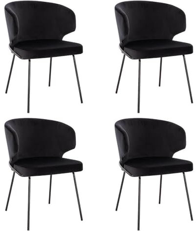 Home Deluxe - Polsterstuhl Amara- 4 Stück, Farbe: Samt Schwarz - weiche Polsterung, bis 120 kg belastbar I Küchenstuhl Speisestühle Esszimmerstühle