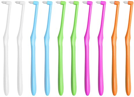 VEGCOO Interspace Zahnbürsten, einzelne getuftete Zahnbürste, kiefergerechte Interdentalbürsten, Lückenzahnbürste, Endbüschelzahnbürste für kieferorthopädische Detailreinigung, 10 Stück
