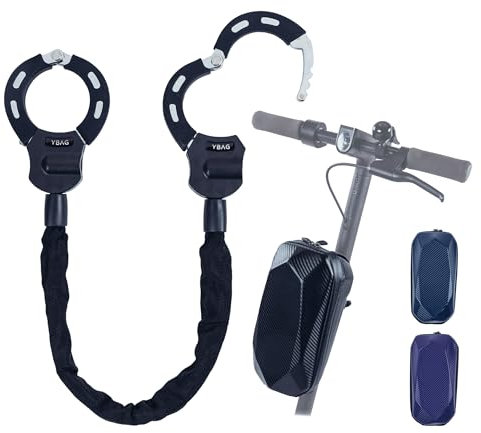 YBAG E Scooter Schloss - Handschellenschloss aus gehärteten Kettengliedern für hohe Sicherheit - E Roller Schloss | Fahrradschloss - mit Tasche in verschiedenen Farben als Zubehör (Schwarz)