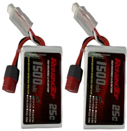 Roaring TOP 2S Lipo Battery 7.4 V 1500 mAh RC Lipo Batteries 25C with T Plug Compatible with WLtoys 1:14 RC Car Truck Truggy FPV Drone Quadcopter Helicopter Airplane