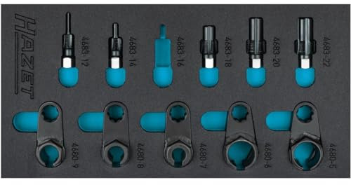 HAZET Abgassonden-Werkzeug Satz 163-611/10, 10-teilig, zur Betätigung und Instandsetzung von Lambda-, Partikel- und NOX-Sensoren, inkl. Gewinde-Nachschneider für Abgastemperatur Sonden