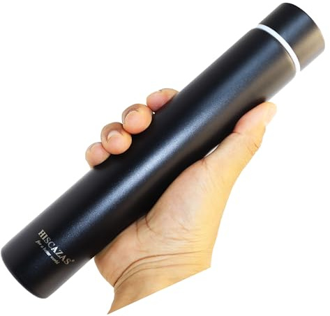 260ml Slim Vacuum Bottle with Durable Powder-Coated Finish, Tall & Compact Leakproof Water Flask, Ideal for Handbags (Black)