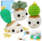 Crochet Kit for Beginners Adults - 3 PCS Smiley Potted Plant Crochet Kit, Crochet Kit for Starter, Include Easy Knitting Soft Yarn, Step-by-Step Video Tutorial, Birthday Gift for Adults