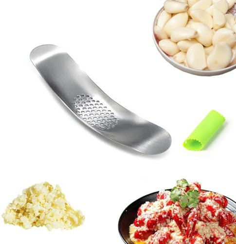 Dinghaole Garlic Press Rocker, Stainless Garlic Press, Garlic Rocker Crusher Mincer Press Dishwasher Safe, Stainless Steel Garlic Presser, Thickened Vegetable Squeezer for Garlic Smashing