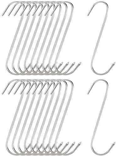 XMDROU 20 ganci a S, ganci per carne per appendere ganci resistenti a forma di S in acciaio inox per cucinare asciugare e barbecue