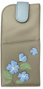 Mala Leather Sakura Floral Glasses Case soft leather wide tab top ladies