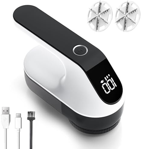 maxtachi Fusselrasierer Elektrisch, Fusselentferner Entfussler für Kleidung Aufladbar mit 3 Geschwindigkeiten, LED-Anzeige Flusenentferner für Alle Stoffe, 6-Klingen-Kopf Wollrasierer Lint Remover