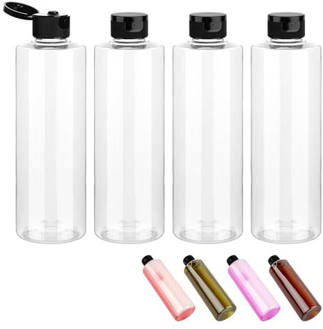 Deepton 250ML Reiseflaschen Set mit Flip Cap, 4 Stück Reiseflaschen zum Befüllen, Reise Flaschen zum Befüllen, Leere Spender Plastikflasche Set für Kosmetik, Reisen, Shampoo (Transparent)