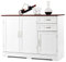 TANGZON Sideboard Storage Cabinet, Wooden Kitchen Cupboard with 3 Doors, 2 Drawers & Adjustable Shelf, Buffet Cabinet Organiser for Dining Living Room (110 x 40 x 78cm, White + Brown)