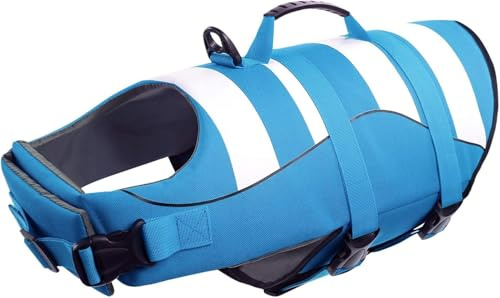 ASENKU Schwimmweste Hund Groß Hundeschwimmweste Sportstil mit Rettungsgrif Verstellbar Guter Auftrieb Rettungsweste Hund XXL für Dackel Chihuahua Französische Bulldogge Labrador