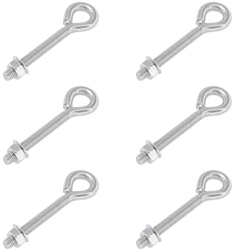6 Pieces Closed Eye Bolts with Long Handles – Heavy-Duty 304 Stainless Steel Eyebolt Set (M8)