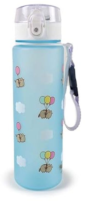 Puckator Pusheen the Cat Balloons Pop Top 600ml Shatterproof Bottle - Reusable Insulated Active Water Bottle Flask For Girls And Boys With A Carry Handle & Straw - Bpa Free - For School Nursery