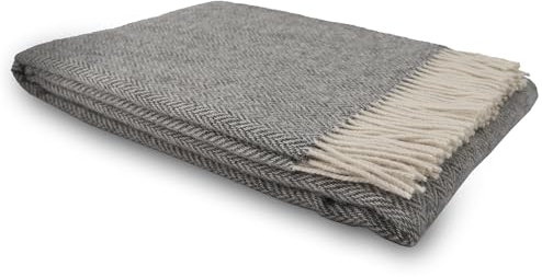 GLAESER Wohndecke - fair de Luxe Wolle pur | Wolldecke aus 100% Wolle | Couchdecke/Sofadecke | Wohlfühlende und Anschmiegsame Kuscheldecke | (Bianco V Wild Dove)