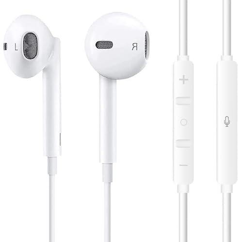 Hlshing In-Ear Kopfhörer für Phone, Kopfhörer HiFi Audio Stereo, mit Mikrofon und Lautstärkeregler, kompatibel mit Phone 14 Pro Max/13/13 Pro/12 Pro Max/12 Mini/SE/11/X/XS Max/XR/8/7 Plus (silbrig)