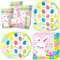 Bikasun Easter Pascua Platos de Papel Pascua Coloridos Huevos Vajilla Desechable de Papel Platos Tazas Servilletas para Cena Postre de Pascua para Niños 16 Invitados