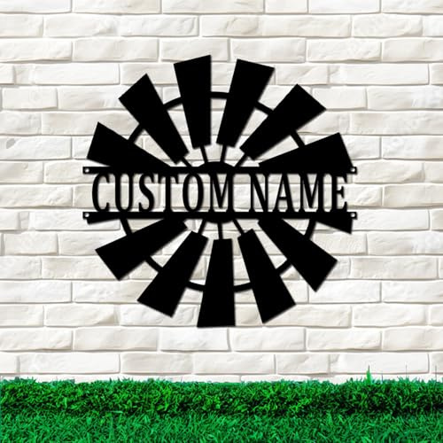 Personalised Windmill Wall Decor Wall Decor Black Metal Sign