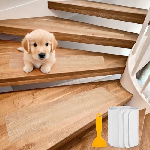Gedlex 15 Stück Anti Rutsch Treppen Rutschschutz Transparent 61 x 15 cm | Treppenstufen Selbstklebend, Antirutschmatte Treppe, Weich und Bequem, Geeignet für Glatte Böden wie Holzböden, Fliesen, Glas