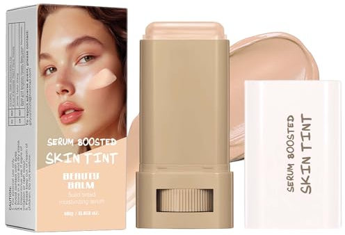 Base de maquillaje con suero reforzado, bálsamo de tinta para la piel, base de maquillaje de cobertura completa, base de maquillaje hidratante sólida, ligera y no grasa (04# marfil)
