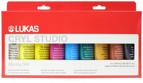 CREATIV DISCOUNT NEU LUKAS CRYL STUDIO/Acrylfarben Set, 9 x 100 ml Tuben Version 2