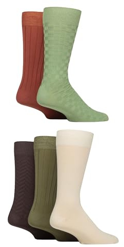 SockShop Men's Natural Bamboo Socks Various Designs Everyday Wear Plain, Patterned, Bright and Colourful 5 Pair Pack (UK, Numeric, 7, 11, Regular, Regular, Wild Terrain Textured)