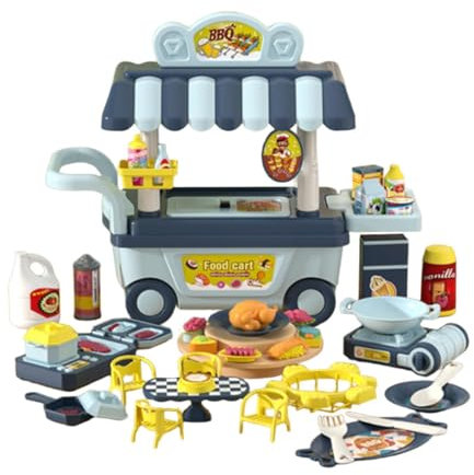 harayaa Pretend Play BBQ Cart Spielzeug-Set Spielküche Zubehör Rolle Spielen Barbecue Spiel Kinder Grill Spielset