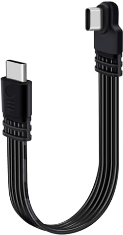 YINGAYOU Câble USB C Plat Coudé Court 480 Mbit/s 60W 5V 3A Cable USB C Male Male Court pour Portable Smartphone Tablette Appareil (Gauche et Roite, 30 cm)