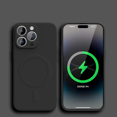 HJZSZX For iphone 13 Mini Liquid Silicone Wireless Charge Magnetic Case Shockproof Soft Cover(For iphone 13 Mini/black)