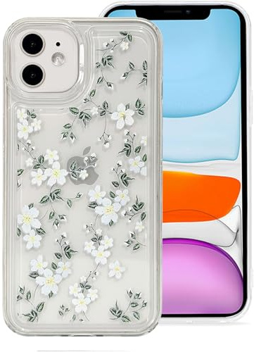 Reevermap for iPhone 12 Case Flowers Transparent Soft TPU for iPhone 12 Pro Phone Case Slim Shockproof Silicone Clear Bumper Shell Back Cover for Women Girls, Flower