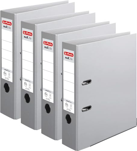 Herlitz Ordner maX.file (8cm protect+, Grau, 4er Pack)