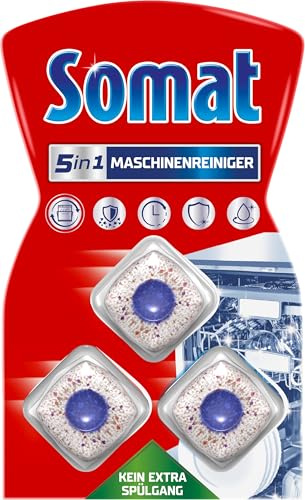 Somat 5in1 Maschinenreiniger (3 Tabs), Anti-Kalk Geschirrspüler-Reiniger | Ohne Extra Spülgang, für den monatlichen Gebrauch, Reinigungs-Tabs für die Spülmaschine, sorgt für längere Lebensdauer