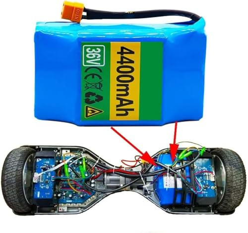 Batterie De Remplacement 36 V 4,4 Ah Pour Hoverboard Électrique 10S2P, Batterie Lithium-Ion 36 V 4&Nbsp;400 Mah Pour Scooters Électriques Et Planches Auto-Équilibrées 36V 4400Mah,XT60