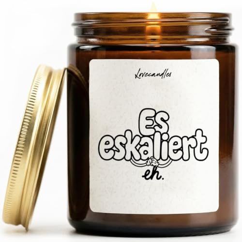 Es eskaliert eh - Duftkerze mit Spruch als Geschenk für Geburtstag, Party, Freundin, Freund, Kollegen, Lustige Vanille Duftkerzen im Glas