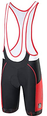 Santic Salopette Ciclismo Uomo Estivo Pantaloncini Ciclismo Uomo Imbottiti MTB Salopette Bici Shorts Bici Rosso EU M