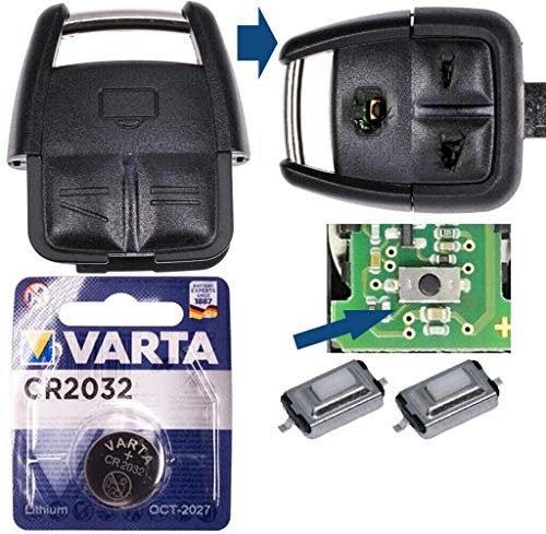 Repair Reparatur Satz Auto Schlüssel Austausch Gehäuse mit 3 Tasten + Drucktaster + Batterie kompatibel mit Opel Vectra C Signum