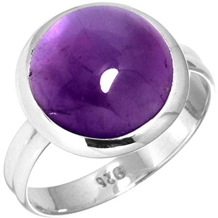 Jeweloporium Violett Natürlich Amethyst 925 Sterling Silber Ringe für Damen Edelstein Handgefertigt Silber Ringe Größe 65(20.7) Valentinstag - Geschenk Cocktail Schmuck