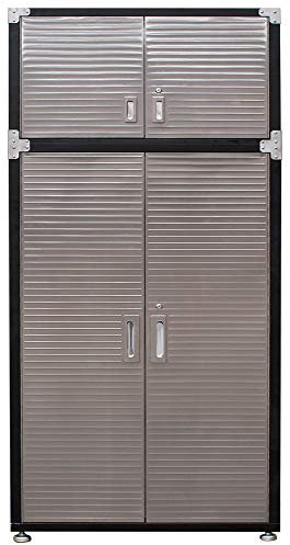 Seville Classics 4 Door Super Size Upright Cabinet with Top Extension 5 Shelves Magnetic Door Retention