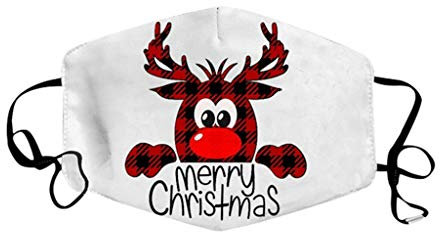 Lulupi Weihnachtsmaske Mundschutz Multifunktionstuch Weihnachten Waschbar Maske Rentier Elch Motiv Mund und Nasenschutz Baumwolle Atmungsaktiv Mundbedeckung Weihnachtsmotiv Tiermotiv Halstuch Schals