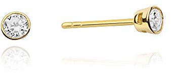 Damen Ohrringe Stecker 585 14k Gold Gelbgold Ohrstecker Kreis Diamant Brillanten