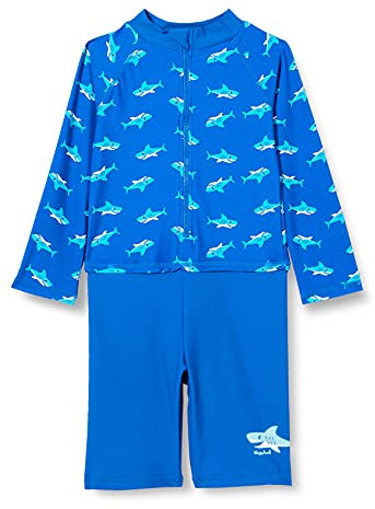 Playshoes UV-Schutz Einteiler Unisex Kinder Badeanzug Schwimmanzug Badebekleidung, Hai Langarm, 98/104