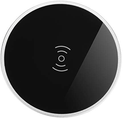 JUNKER Chargeur sans fil WLC-02 (Alliage d'aluminium, noir, Ø 74 mm) Chargeur de bureau USB sans alimentation pour installation dans un meuble Chargeur à induction pour les smartphones Qi compatibles