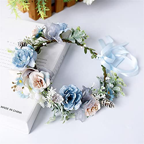 ZESLIV Damen Blumenkranz Haare Blumenkrone Blumenkränze Blumenstirnband Blumen Stirnband Hochzeit Haarkranz Brautschmuck Haare Haarkranz Blumen