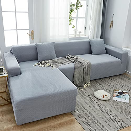VEAI Sofabezug Sofahusse L Form Rechts/Links Couchbezug Grau/Beige Stretch Eckcouch 1/2/3/4 Sitzer（L-förmiges Ecksofa Sofa Abdeckung sollte Zwei kaufen） (Color : L, Size : 2-Sitzer (145-185 cm))