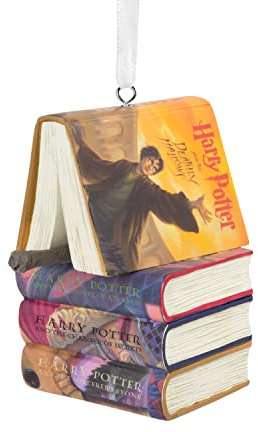 Hallmark Harry Potter gestapelte Bücher mit Zauberstab, Weihnachtsdekoration