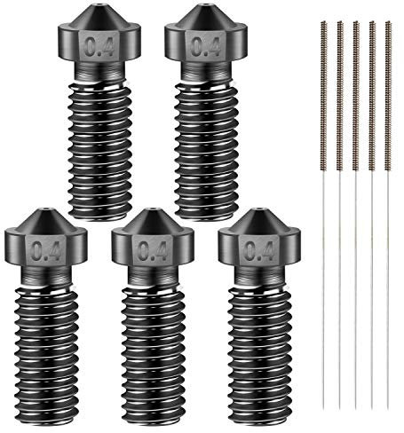 SIMAX3D 5PCS Volcano Düse Gehärtetem Stahl 0.4MM für V5 J-Head Hotend Extruder Vyper, Sidewinder X1 3D-Drucker Düse