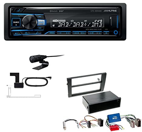 Alpine UTE-204DAB 1 DIN Autoradio DAB+ Bluetooth USB AUX-IN kompatibel mit Audi A4 2002-2009 schwarz mit Symphony/Navi Plus