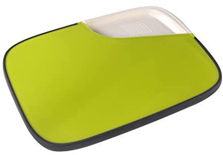 Royal Cuisine Plastic Chopping Cutting Board, Thick Cutting Board with Dishwasher Safe, Hanging Hole Large Size (35.cm x 25.4cm) (Green & White)