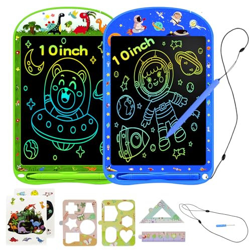 surekuo LCD schreibtafel kinder 2 Pack 10 Zol lschreibtafel kinder Doodle board, Geburtstagsgeschenke, Reiseaktivitätsspiele für2 3 4 5 6 7 Jahre alte Jungen und Mädchen