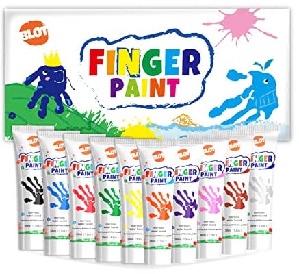 BLOT Fingermalfarben 10 x 36ml Fingerfarben für Kinder Ungiftig Fingermalerei LernspielzeugFingerfarbe Ungiftig und Abwaschbar